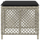 haveskamler 4 stk. med hynder 41x41x36 cm polyrattan lysegrå
