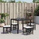 haveskammel med hynder 4 stk. 41x41x36 cm polyrattan sort