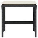 haveskammel med hynder 4 stk. 41x41x36 cm polyrattan sort