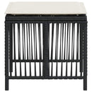 haveskammel med hynder 4 stk. 41x41x36 cm polyrattan sort