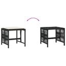 haveskammel med hynder 4 stk. 41x41x36 cm polyrattan sort