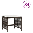 haveskamler 4 stk. med hynder 41x41x36 cm polyrattan brun