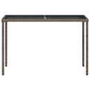 havebord med glastop 115x54x74 cm polyrattan grå