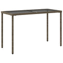 havebord med glastop 115x54x74 cm polyrattan grå