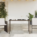 havebord med glastop 115x54x74 cm polyrattan brun