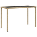 havebord med glastop 115x54x74 cm polyrattan beige