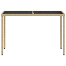 havebord med glastop 115x54x74 cm polyrattan beige