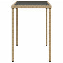 havebord med glastop 115x54x74 cm polyrattan beige
