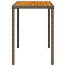 havebord med top i akacietræ 115x54x74 cm polyrattan grå