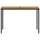 havebord med top i akacietræ 115x54x74 cm polyrattan sort