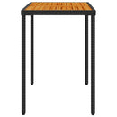 havebord med top i akacietræ 115x54x74 cm polyrattan sort
