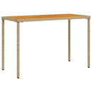 havebord med top i akacietræ 115x54x74 cm polyrattan beige