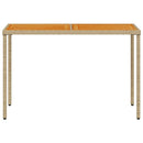 havebord med top i akacietræ 115x54x74 cm polyrattan beige