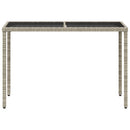 havebord med glastop 115x54x74 cm polyrattan lysegrå