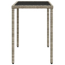 havebord med glastop 115x54x74 cm polyrattan lysegrå