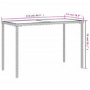 havebord med glastop 115x54x74 cm polyrattan lysegrå