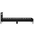sengeramme med sengegavl 90x200 cm konstrueret træ sort