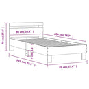 sengeramme med sengegavl 90x200 cm konstrueret træ sort