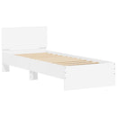 sengeramme med sengegavl 90x190 cm konstrueret træ hvid