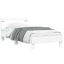 sengeramme med sengegavl og LED-lys 100x200 cm hvid