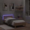 sengeramme med sengegavl og LED-lys 100x200 cm sonoma-eg