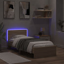 sengeramme med sengegavl og LED-lys 90x200 cm sonoma-eg