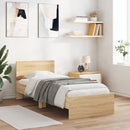 sengeramme med sengegavl og LED-lys 90x190 cm sonoma-eg