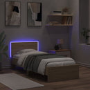 sengeramme med sengegavl og LED-lys 90x190 cm sonoma-eg