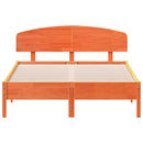 sengeramme uden madras 135x190 cm massivt fyrretræ brun