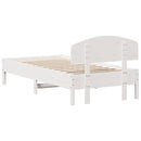 sengeramme uden madras 75x190 cm massivt fyrretræ hvid