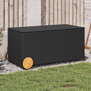 opbevaringsboks med hjul 190 l polyrattan sort