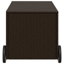 opbevaringsboks med hjul 190 l polyrattan brun