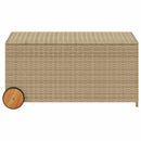 opbevaringsboks med hjul 190 l polyrattan beige