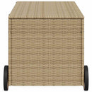 opbevaringsboks med hjul 190 l polyrattan beige