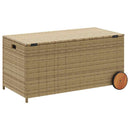 opbevaringsboks med hjul 190 l polyrattan beige