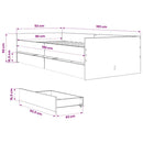 sengeramme med skuffer 90x190 cm hvid