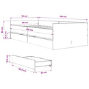 sengeramme med skuffer 90x190 cm sort