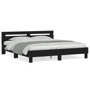sengeramme med sengegavl 200x200 cm konstrueret træ sort
