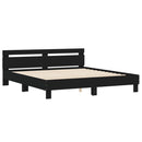 sengeramme med sengegavl 200x200 cm konstrueret træ sort