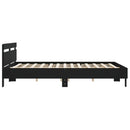 sengeramme med sengegavl 200x200 cm konstrueret træ sort
