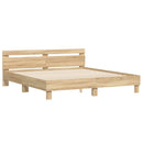 sengeramme med sengegavl 200x200 cm konstrueret træ sonoma-eg
