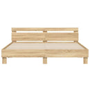 sengeramme med sengegavl 200x200 cm konstrueret træ sonoma-eg