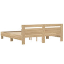 sengeramme med sengegavl 200x200 cm konstrueret træ sonoma-eg