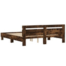sengeramme med sengegavl 200x200 cm konstrueret træ røget eg