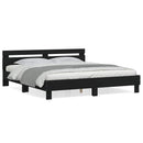 sengeramme med sengegavl 180x200 cm konstrueret træ sort