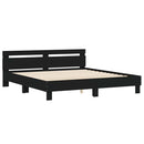 sengeramme med sengegavl 180x200 cm konstrueret træ sort