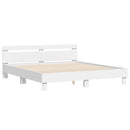 sengeramme med sengegavl 160x200 cm konstrueret træ hvid