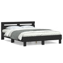 sengeramme med sengegavl 150x200 cm konstrueret træ sort