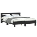 sengeramme med sengegavl 150x200 cm konstrueret træ sort