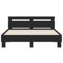 sengeramme med sengegavl 150x200 cm konstrueret træ sort